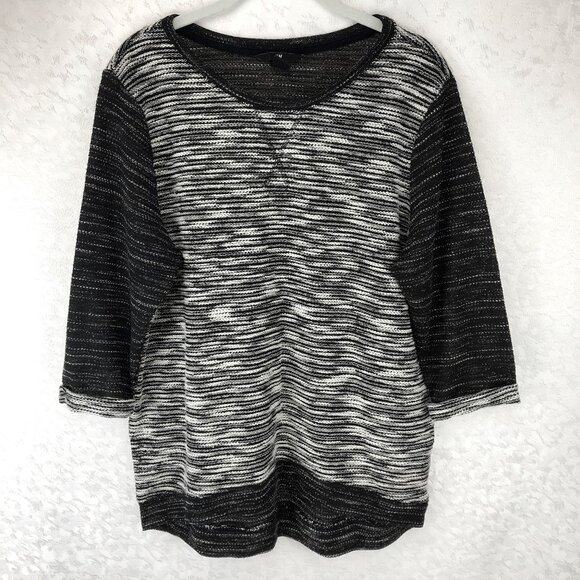 H&M Women’s Black & White Striped Sweater with 3/4 Length Sleeves Size M - Picture 1 of 15